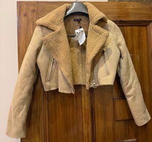 Ginger Tan Cropped Biker Jacket