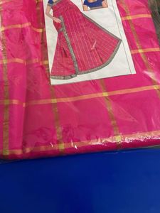 Pink Checked Saree