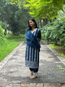 Elegant Blue Kurta 3- piece Set