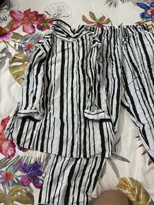 Clovia Striped Pajama Set
