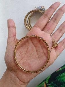 Multicolored Metal Bangles with stone work