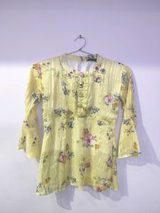 Floral Print Yellow Top