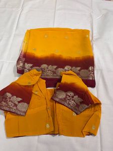 ZARI WORK MUSTARD YELLOW SAREE
