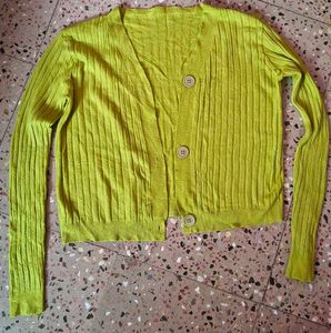 Green Ribbed Knit Cardigan