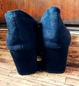 Navy Blue Block Heel