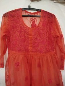Lucknow Chikankari Short Kurti Size - XL (42)