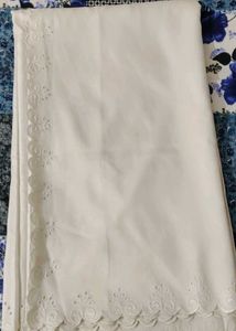 White Embroidered Scalloped Edge Saree