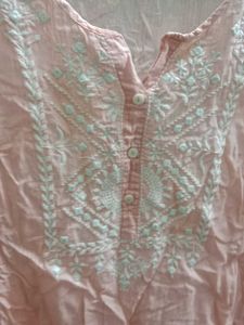 Peach Embroidered Kurta