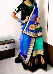 Multicolour Fishcut Stitched Lehenga Choli Set