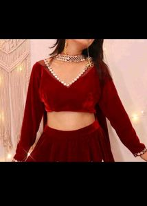 Velvet Lehnga With Net Duptta