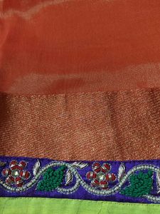 Elegant Orange &amp; Green Saree