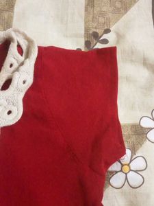Red Top with Crochet Collar