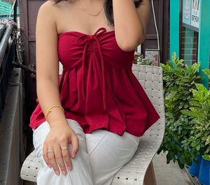 Bow Detailing Tube Top 💋🤍