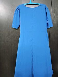 Blue Sheath Dress with Buckle