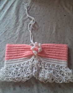 Crochet Pink & White Crop Top