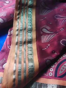 Maroon Saree With Baby Drysheet