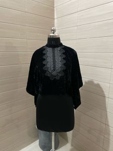 Zara Elegant Black Velvet Blouse