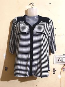 Striped Button-Down Top