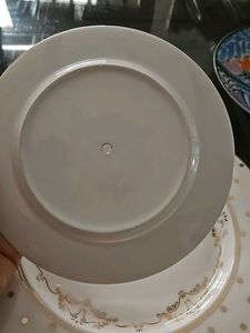 Vintage Floral Plate with Gold Details