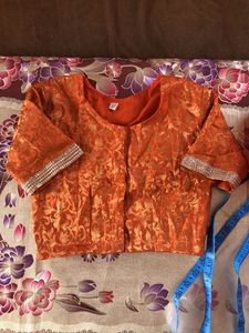 Orange Ethnic Dhoti Saree with blouse 34 Size