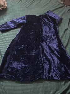 Blue Velvet Kurta Set