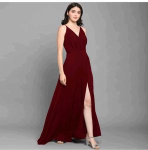 Western front Slit Maxi Gown Dress