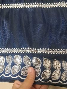 Elegant Navy Blue Embellished Saree