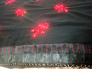 Elegant Black Embroidered Saree