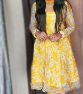 Yellow Floral Print Kurta