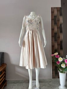 satin floral embellished midi gown