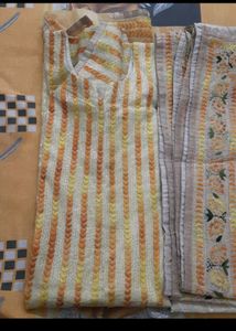 Lucknow Chikankari Kurta Dupatta Pant Set