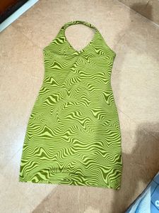 Green Swirl Halter Mini Dress