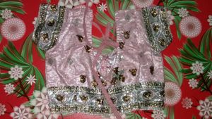 Pink Net Saree