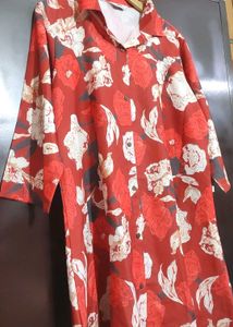 Rust Color Floral Printed Co-Ords Set For 40 Bust