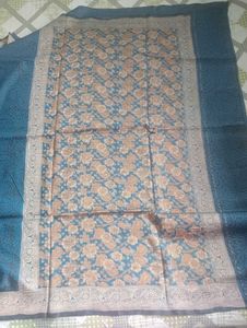 Blue Paisley Fabric with Embellished Border