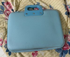 Powder Blue Laptop Bag With Detachable Sling