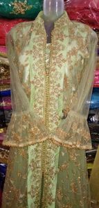 Beautiful 3 PCs  crop top  Lehenga and jacket with full embroidered crop top and  long jacket heavily embroidered... pearl and shimmer  work on Lehenga...jacket can be separated...