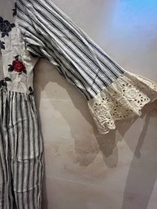 Striped Floral A-line Kurti