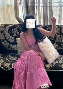 Pink & white Gingham check Tiered Maxi women & gir