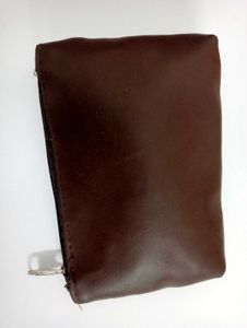 Cosmetic Zippered Brown Pouch
