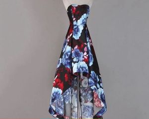 High Low Strapless Floral Dress