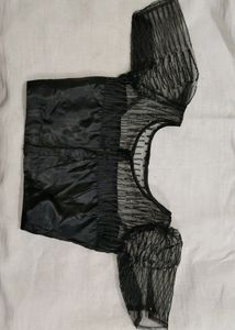 Grab Now Black Net Back Open Blouse