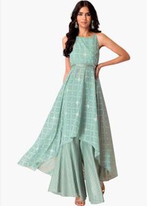 Mint Green Checked Fabric