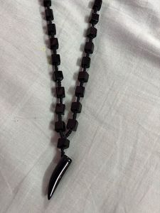 Black Horn Pendant Necklace and earrings combo