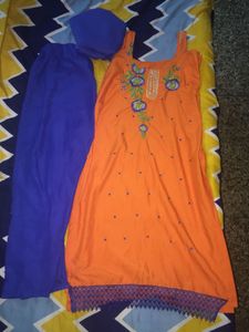 Orange Blue Suit Set