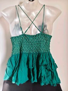 Green Lace Halter Top for Size Extra Small/ Small