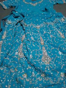 Teal Beaded Indian Dress