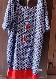 Blue Printed Kurta With Pant