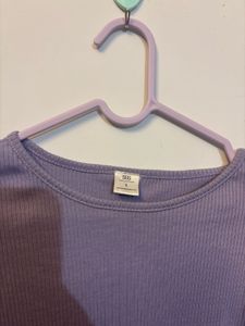 Cute Lavender Ribbed Crop Top