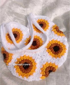 Crochet Sunflower Hand Bag